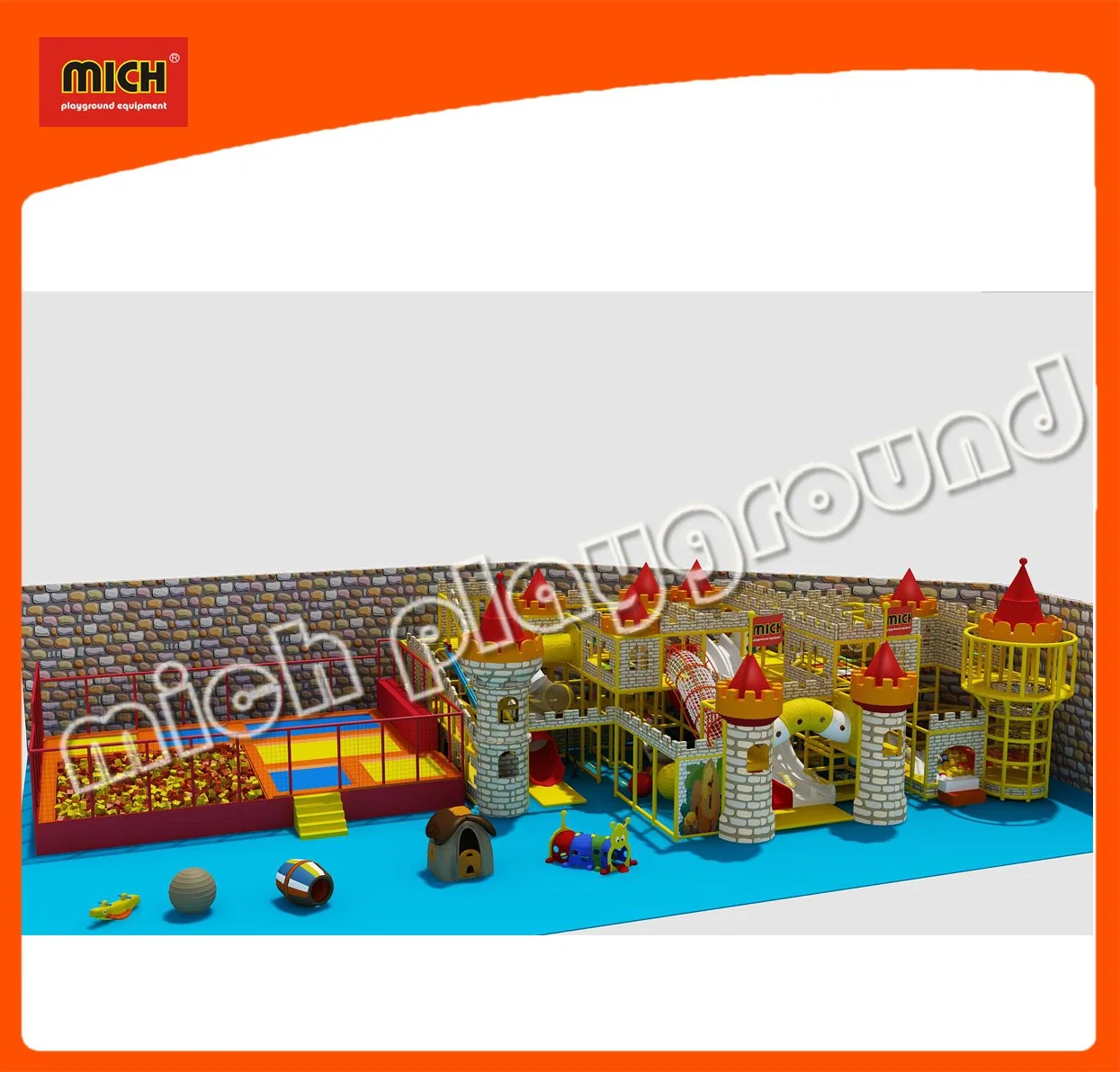 Indoor Soft Plastic Spielplatz Spielzeug mit Trampolin für Kinder