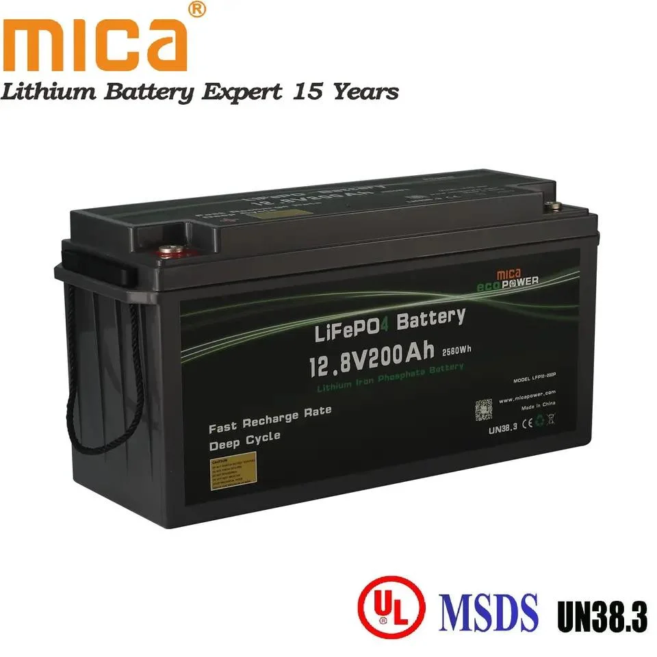 Mica 12V 100ah Batterie de stockage rechargeable LiFePO4 Li-ion Batterie LiFePO4 12V 200ah pour système solaire.