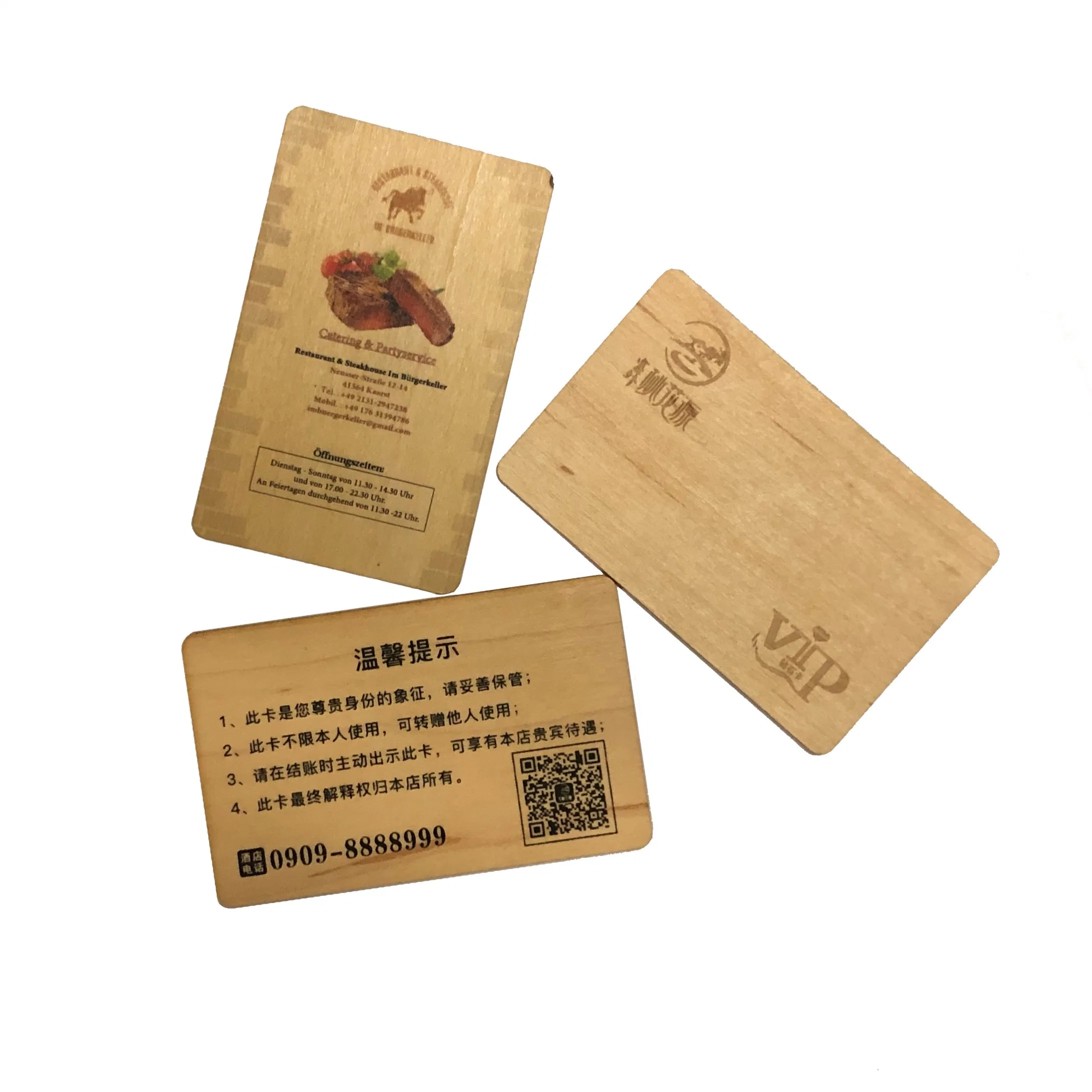 Unique Wooden Material Cr80 Bamboo Maple Business Card with Laser Printing