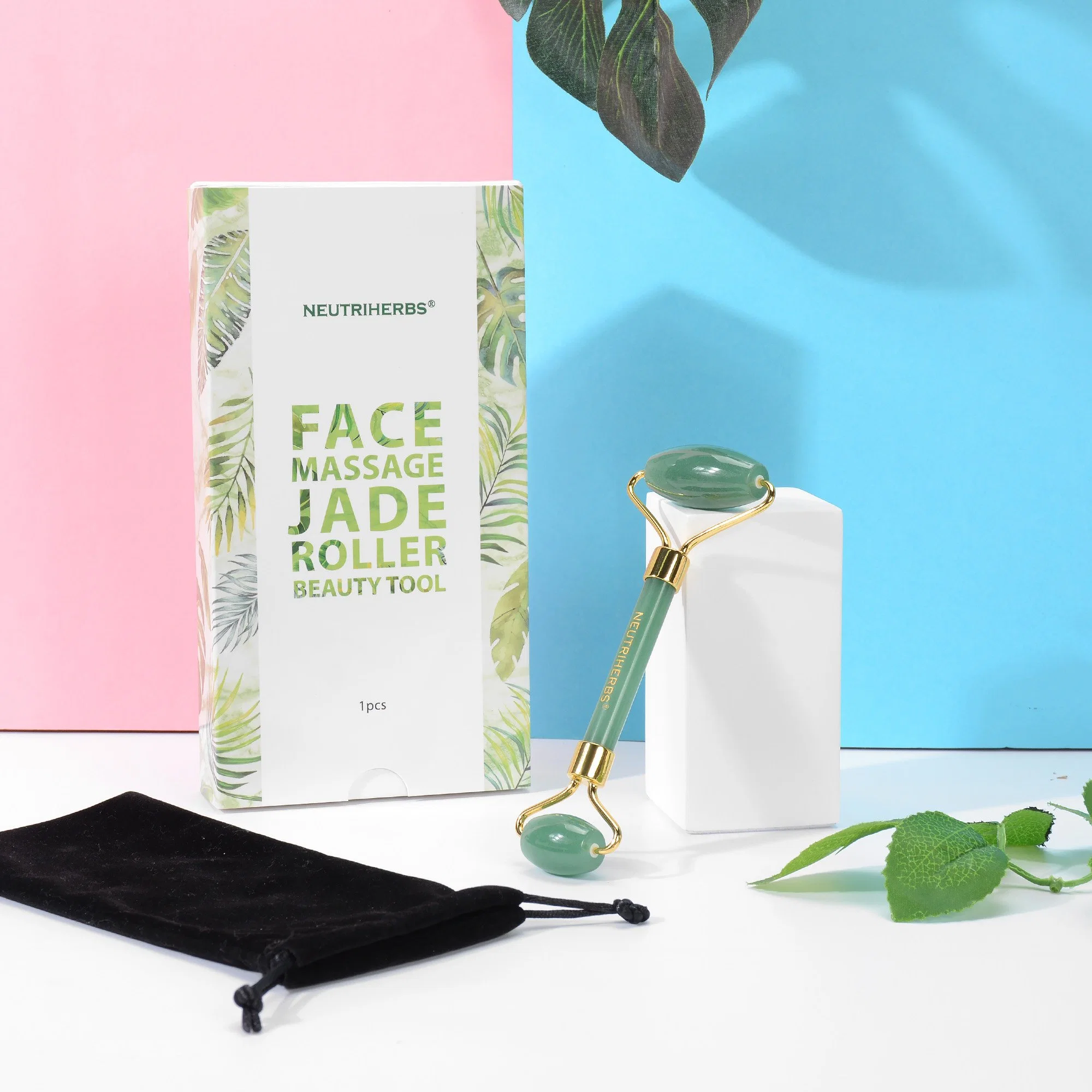 Etiqueta Privada do uso diário hidratante facial Massajador Ferramenta Gau Sha Anti Envelhecimento Jade do Rolete