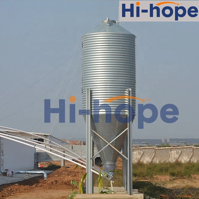 Hot Galvanized Steel Silo with RC Conical Hopper for Poultry Farm