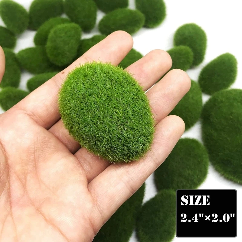 30 PCS Tamanho 3 Rochas de musgo Artificial decorativa, Green Moss bolas, para arranjos florais Gardens e Criar promoção