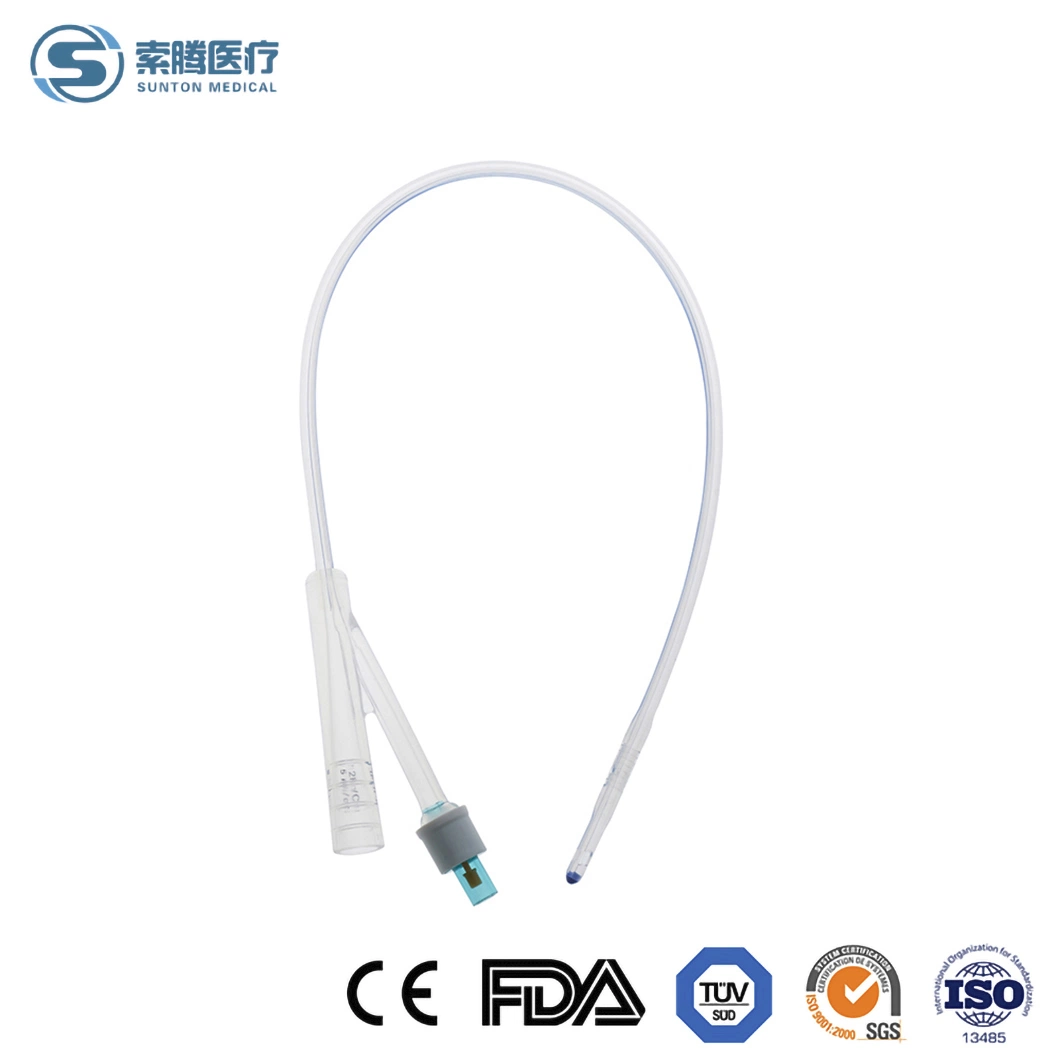 Sunton Chine 6 - 26 fr/CH enduit de silicone de taille 1 voie 2 voie 3 voie Latex Foley cathéter urétral fournisseurs silicone (2 voies 3 voies) permanents une sonde urinaire