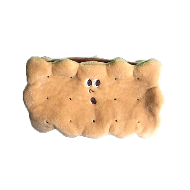 Creative Cute Biscuit Shaped 20cm Soft Pen Bag Plush Pencil Case for Sale