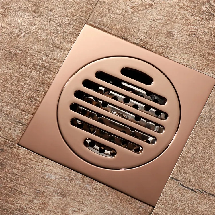 Bathroom Accessories Brass Rose Gold Floor Drain Shower Anti-Odor Floor Drain