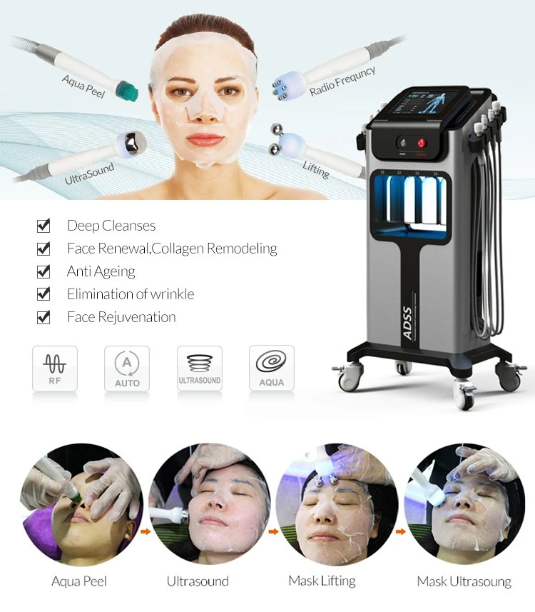 Hydra Facial مع شهادة إدارة الغذاء والدواء الأمريكية، تبريد وتدفئة، تقشير البشرة، مولتيبولور RF لعلاج الوجه