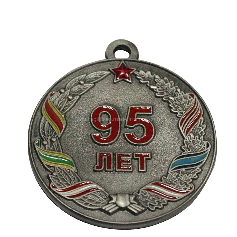 Custom latón antiguo policía militar de la Medalla de Honor la promoción del deporte del fútbol sello personalizado Premio finalista medalla de plata (227)