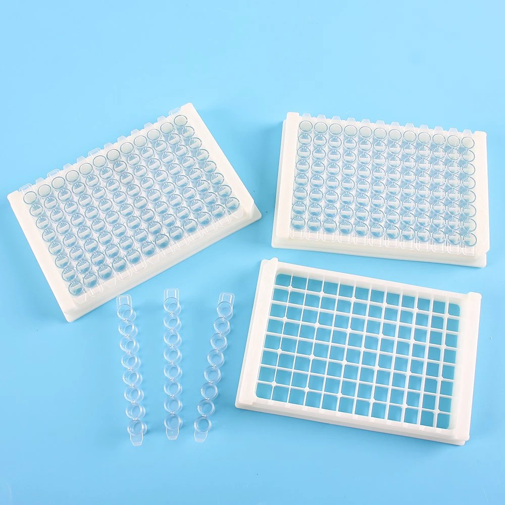 ABS Frame 8-Strip Plastic Polystyrene Sterile Sterilized Flat Bottom Elisa Microtiter Plate