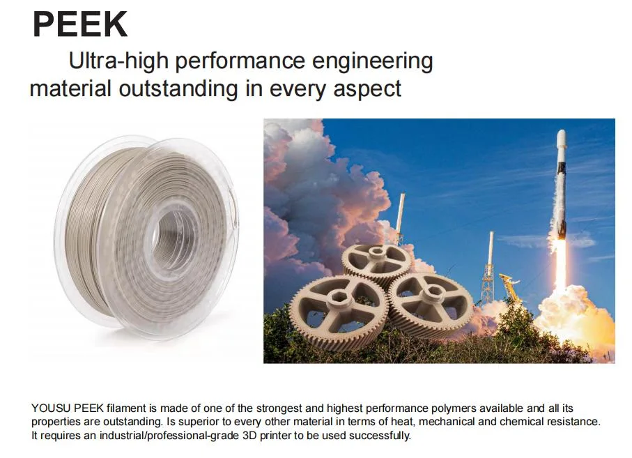 Ultra-High Performance 3D Printers Engineering Materials Outstanding in Every Aspect High quality/High cost performance  3D Printing Peek Filament Industrial Grade 3D Printer Filament