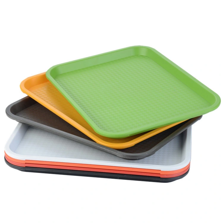 Hot Sale Square Retangular Colorful Plastic Fastfood Restaurant Tray