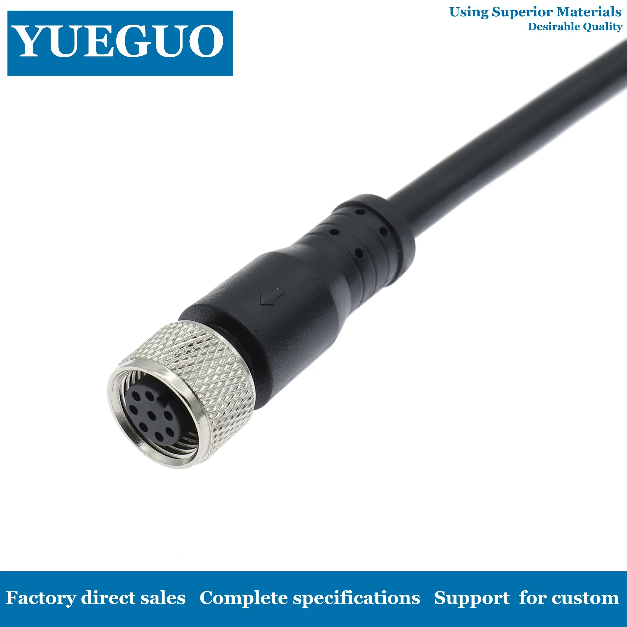 Sensor Aviation Plug with Wire Waterproof Connector 8-Core 8-Hole Bent Plug M12 Connector