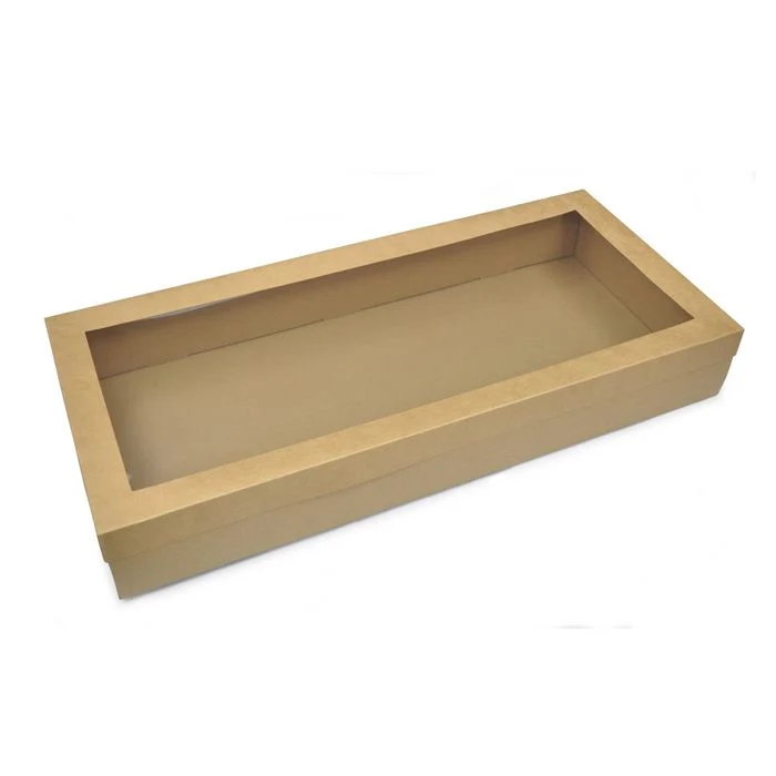 Disposable Tableware Bento Lunch Takeaway Food Kraft Paper Grazing Catering Box with Window Lid