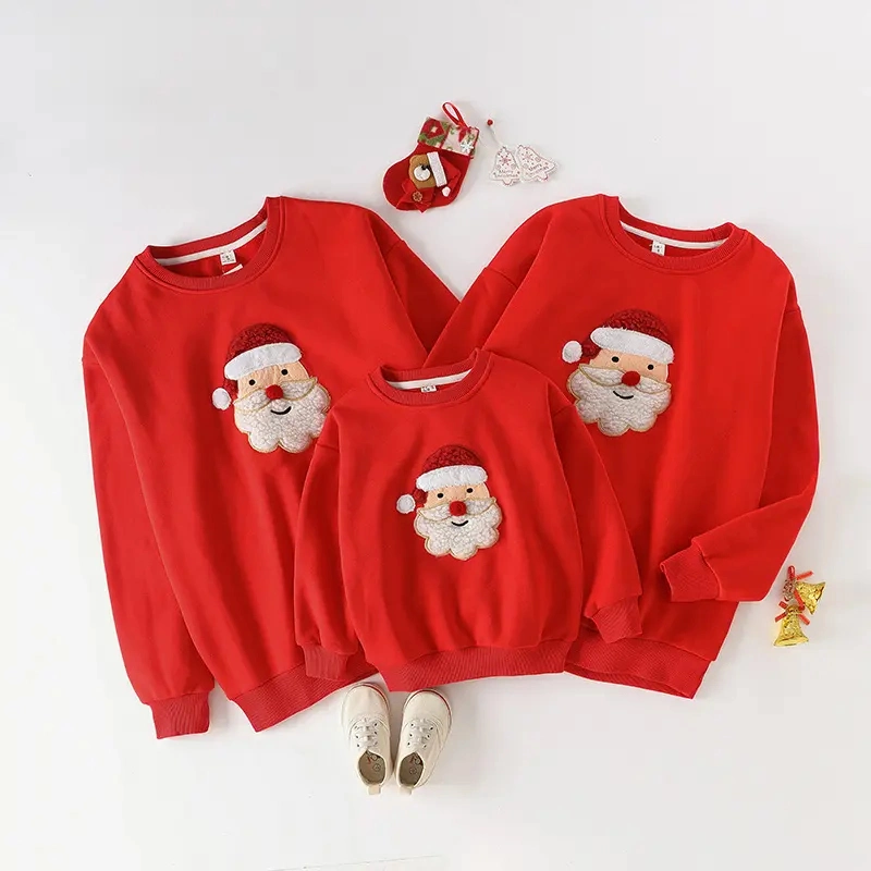 Popular Family Clothes Red Soft Comfortable Hoodie Fashion Kids Clothing Family Portrait Christmas Clothes