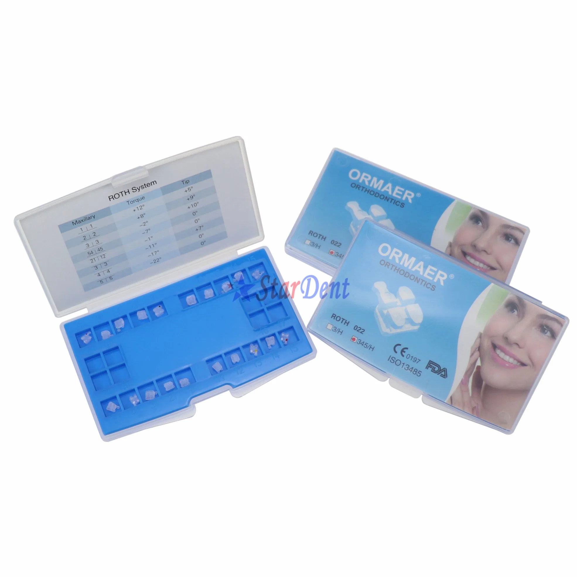 Ceramic Brackets de ortodoncia Dental Auto ligar poli cristalino Roth Mbt 022/018 puntal de la ranura de 3.4.5con ganchos