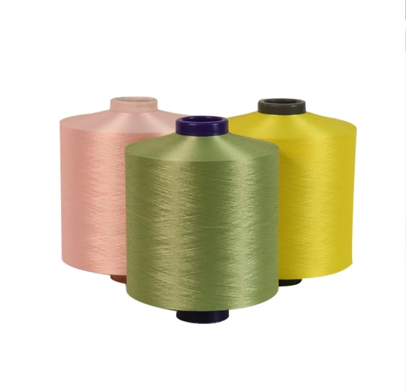 Commerce de gros fils de polyester lui 75D 75D/48f les filés de polyester tricotage de couleur