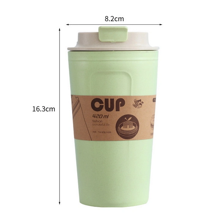 420ml Bamboo Fiber Plastic Double Layer Sealed Oat Coffee Cup