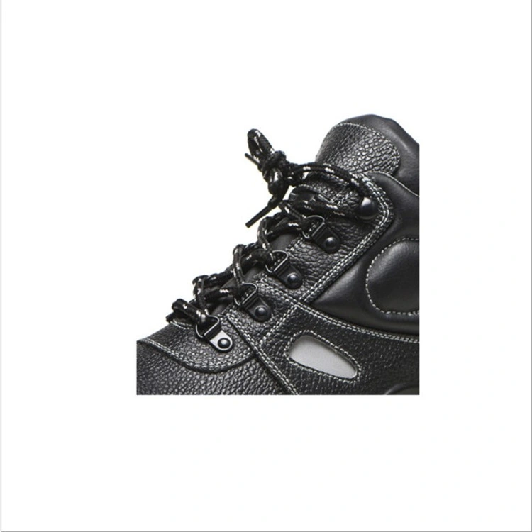 Black Colour Industry Cow Split Leather Safety Work Shoes