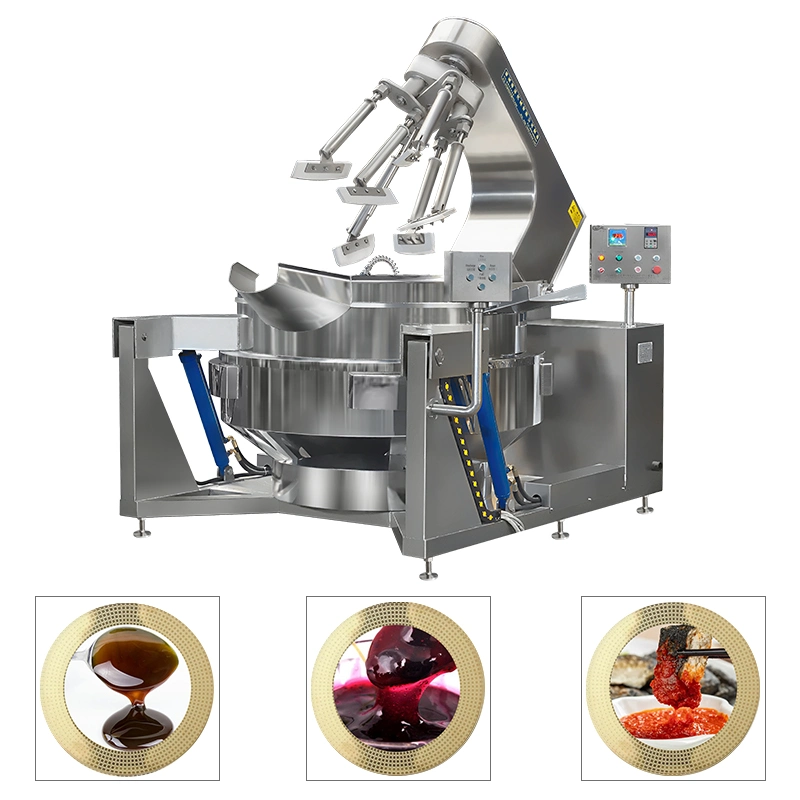 Commercial Automatic Multi Function Planetary Tilting Potato Chicken Egg Jam Mixing Making Electric Gas Steam Black Pepper Sauce Cooking Pot