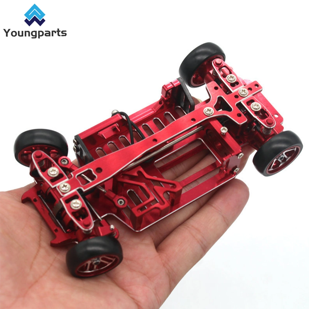 Youngparts Metal Alloy & Carbon Fiber Frame Chassis with Shock Absorbers Wheels Belt Drive for Tamiya Tt02 Tt-02 1/10 RC Car Upgraded Parts