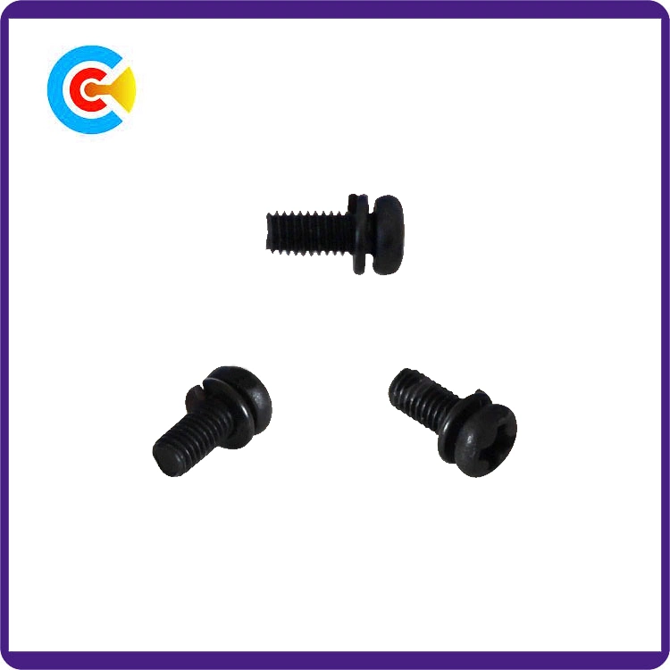 DIN/ANSI/BS/JIS Carbon-Steel/Stainless-Steel Cross Plate Head Pad Combination Screws for Building/Electric