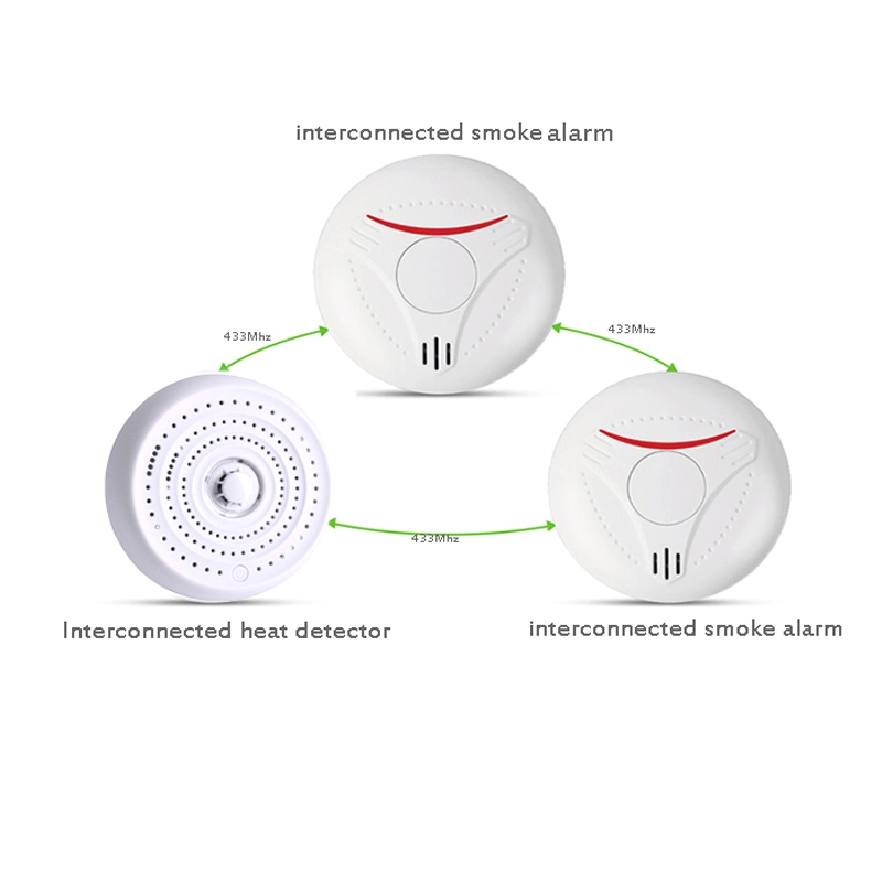 BS5446 alarme de temperatura aprovado RF 433 MHz detectores de calor interligados