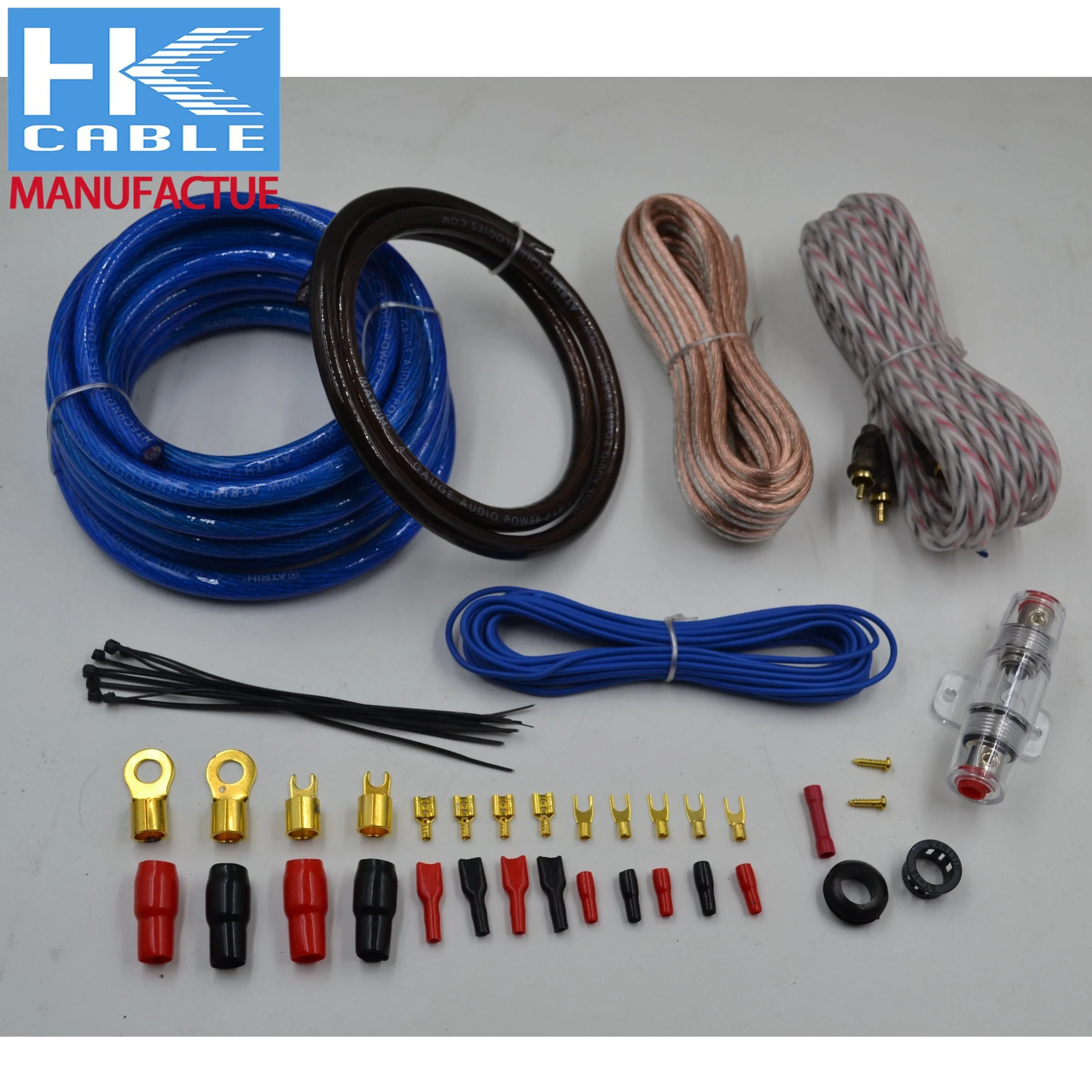 1 Set Car Audio Amplifier Subwoofer Speaker Installation Cable Wiring Kit RCA Audio Cable 10ga Power Cable Fuse Holder