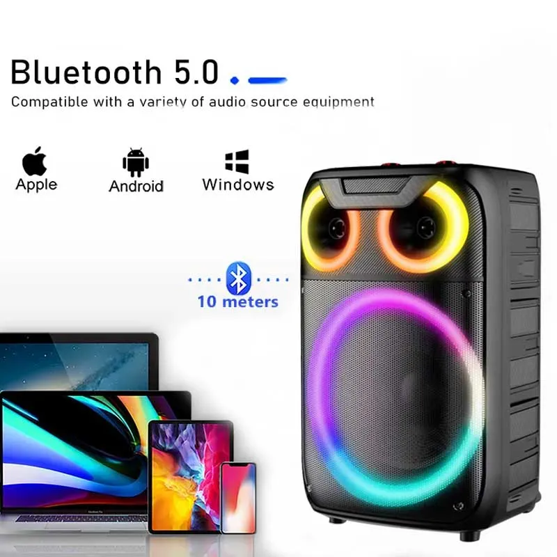 15-Inch Portable Outdoor Party Speaker with Karaoke and Microphone