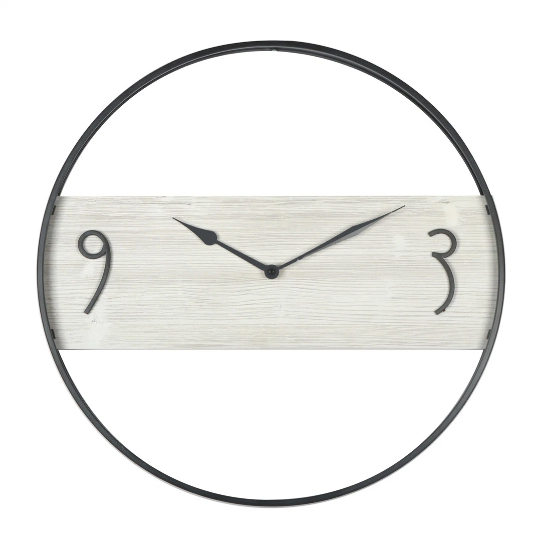 Simple Nordic Style Home Decoration Metal & Wood Wall Clock