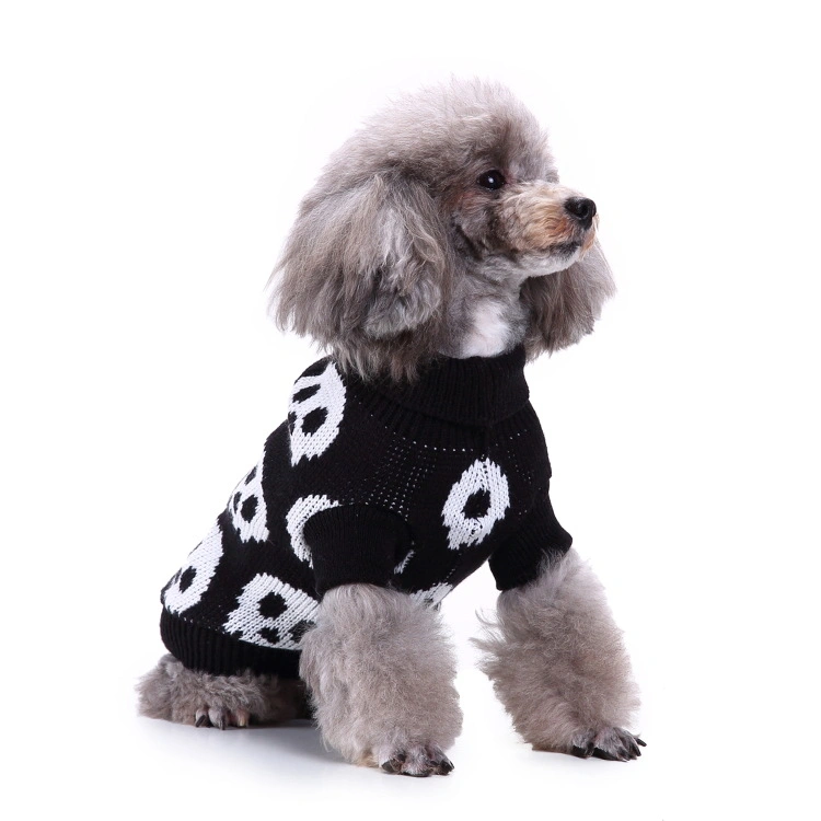 Pet Pullover Skelett Pullover Skull Schwarz Weiß Pullover Halloween