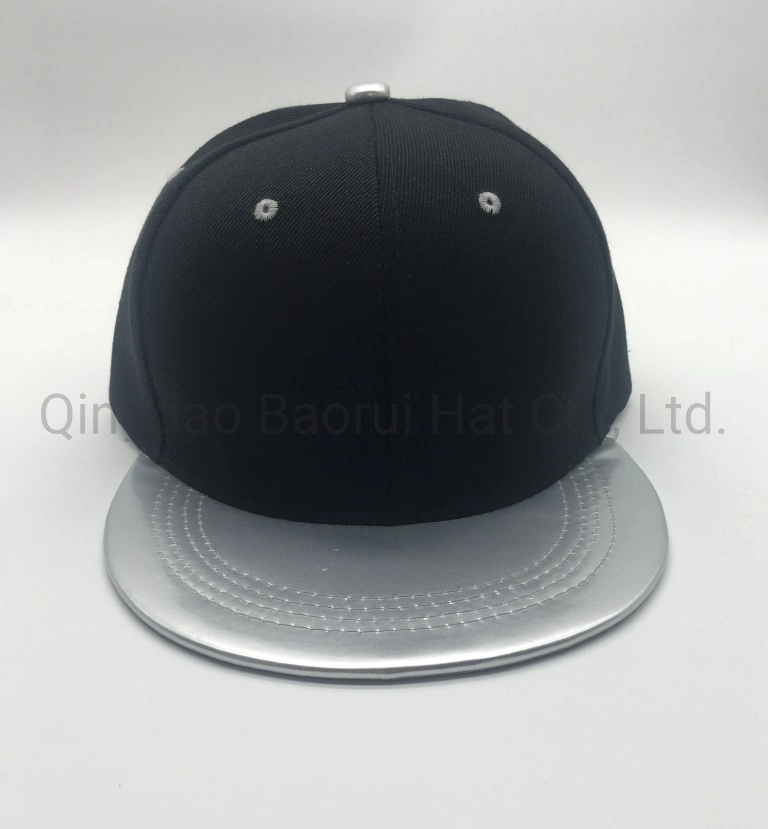 6 Panel acrylic and PU Visor Blank Snapback Caps