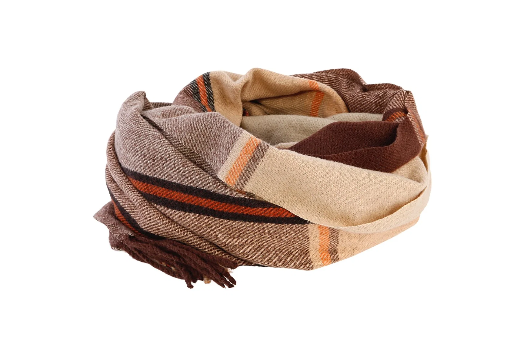 Fashion Warm Fringe Scarf Cashmere Soft Feeling Poly Viscose Plaid Winter Scarves with Fringe