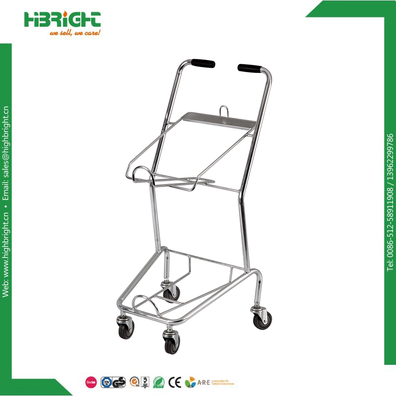 Plastic PP Basket Trolley Double Layer Shopping Cart