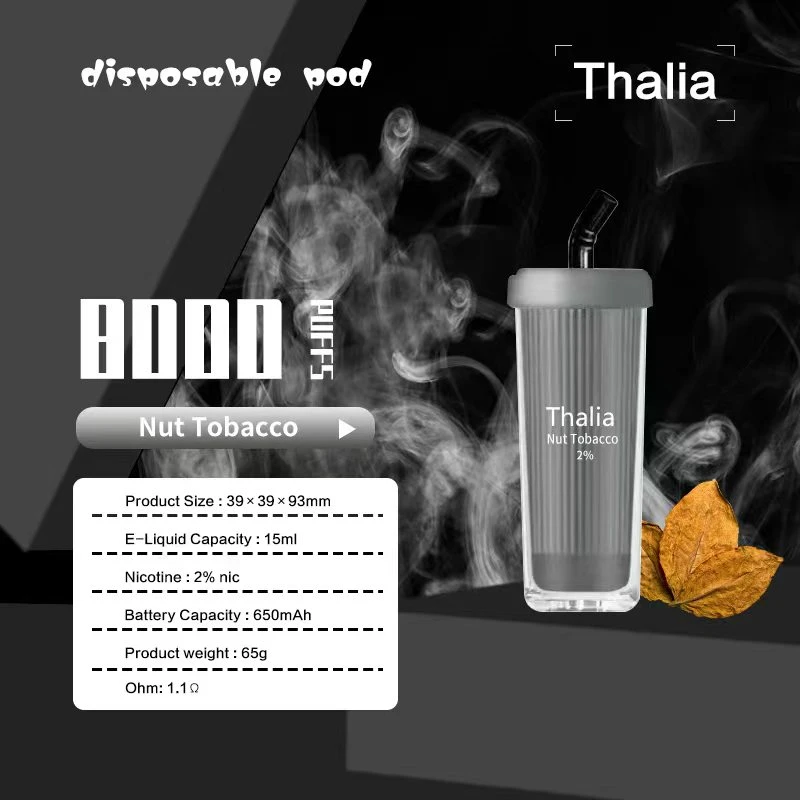 8000 Puffs 15ml E-Juice 2% Nicotine Fruit Flavor Rechargeable Disposable Milk Tea Cup Electronic Cigarette