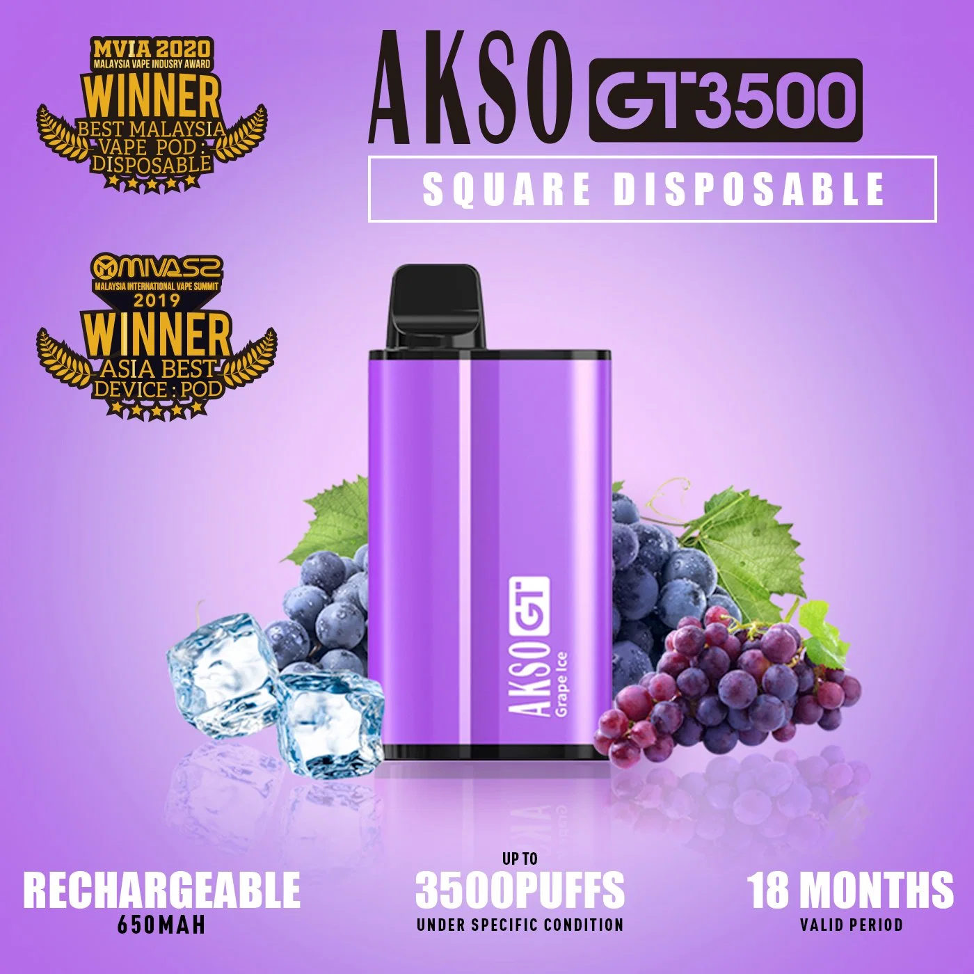 Malaysia Most Popular Product Akso Disposable Gt 3500puffs New Square Disposable