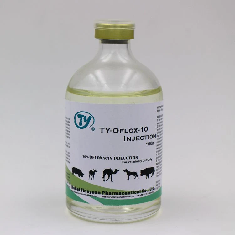 La Medicina Veterinaria de inyección de la ofloxacina 50ML 100ml para el animal antialérgico Anti-Inflammatory Agentes de la medicina veterinaria para los bovinos terneros ovejas cabras