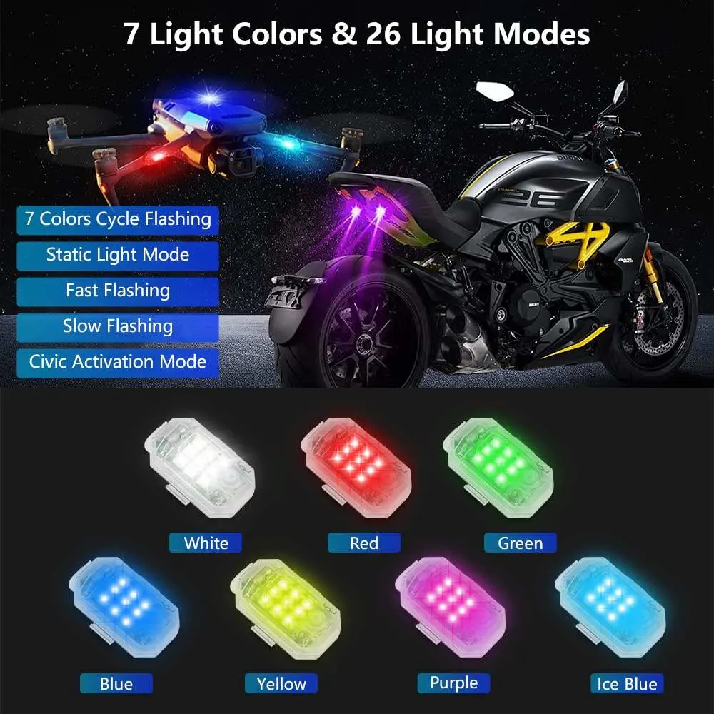 m3 Luz estroboscópica del mando a distancia inalámbrico Luz de advertencia mini 7 colores para la motocicleta de coche lámpara indicadora de bicicleta Accesorios