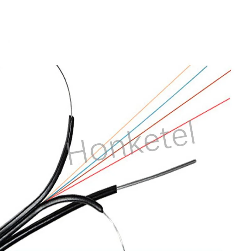 En el interior de 2 núcleos exteriores FTTH Self-Support Tipo Alambre de acero cables de fibra óptica monomodo Cable de bajada (GJYXFCH)