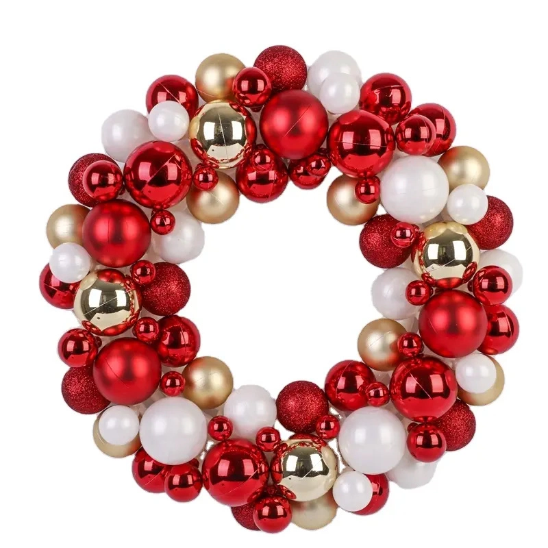 Plastic Ball Wreath 35cm for Front Door Home Wall Decor Navidad Productos Novedosos 2023