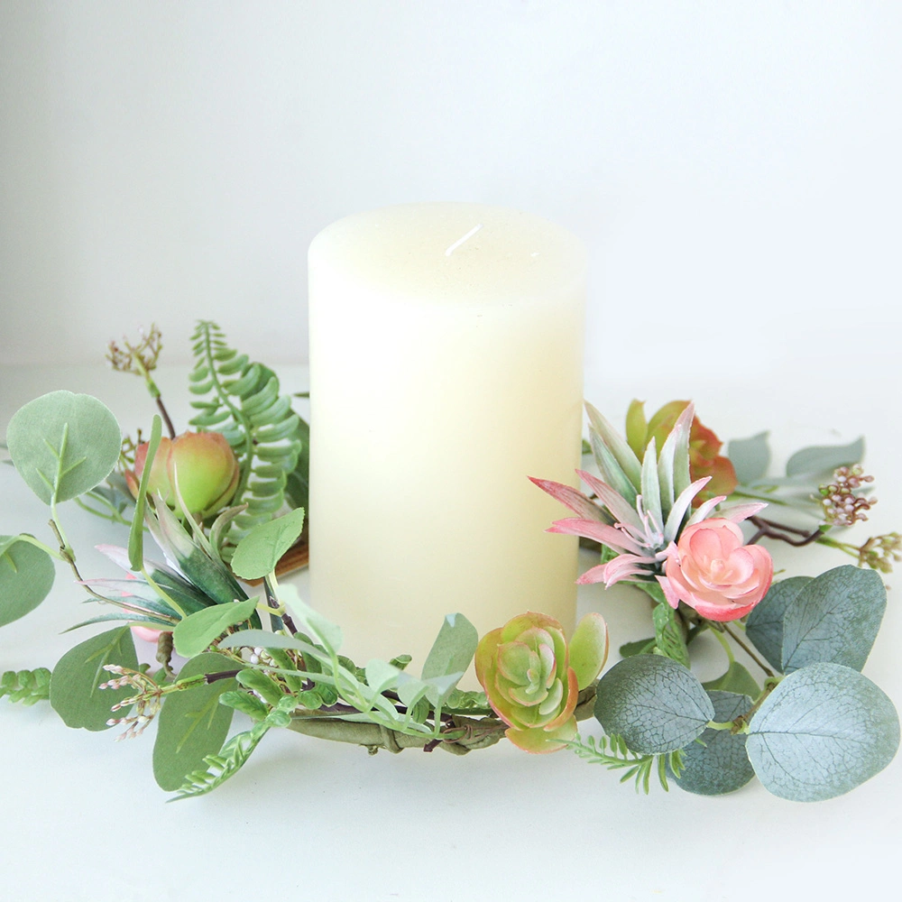 Spring & Summer Candle Wreath Artificial Flowers Silk Flower Wedding Party Everyday Decoration