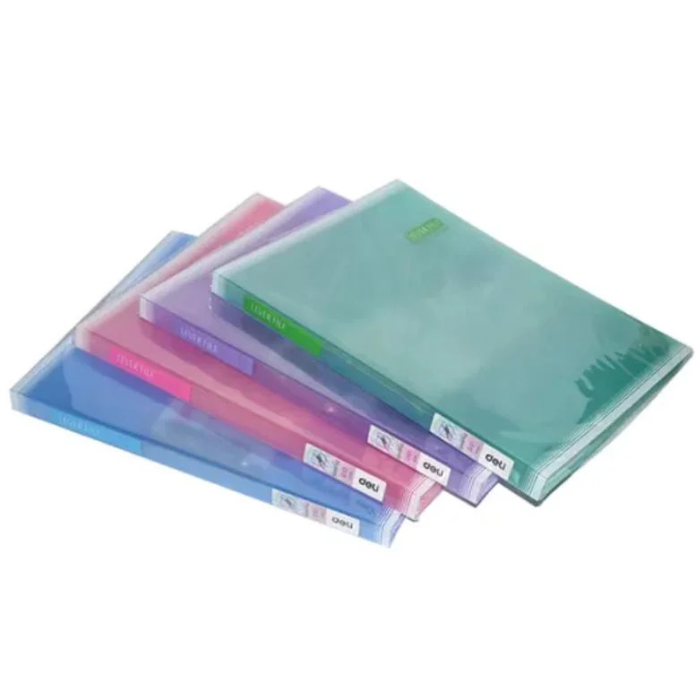 Les fournitures de bureau A4 A3 A6 paysage plastique transparent de couleur claire Stick affichage Dossier de fichier de livre, avec un dossier papier poches