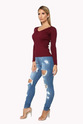 New Style Ripped Skinny Pants Women&prime; S Cross-Border Slim Jeans