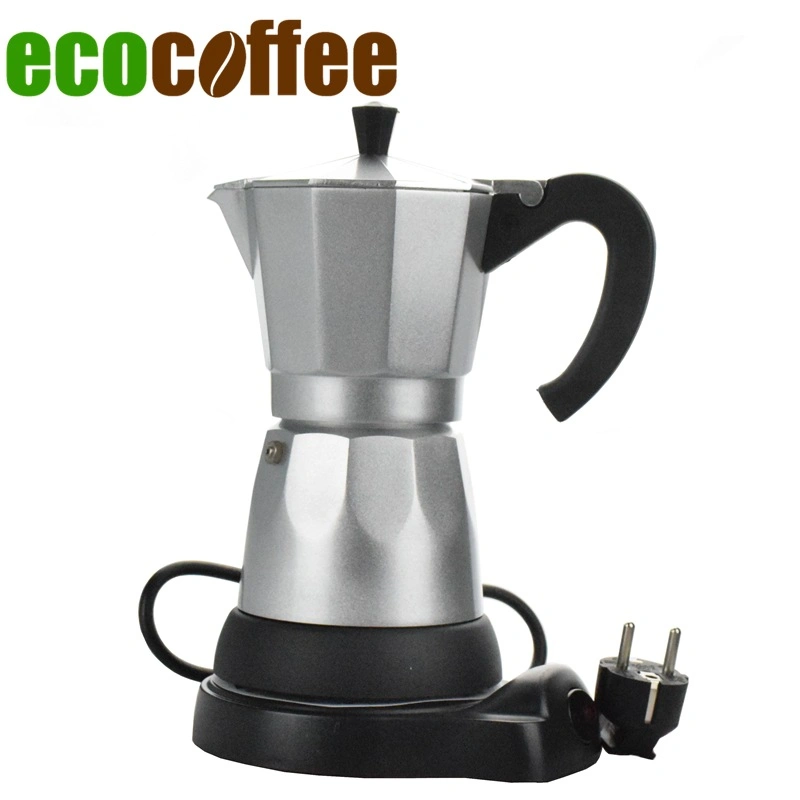 W Ecocoffee 6cups Aluminum Electronic Moka Pot for Espresso Coffee Maker