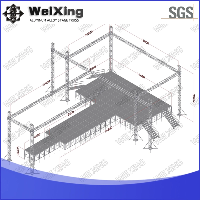 52X33X33FT, Audio System Line Array Stage Truss Eventos Aluminum Used Stock Aluminium Stage Truss for Sale Outdoor Event Stage Equipment Truss System