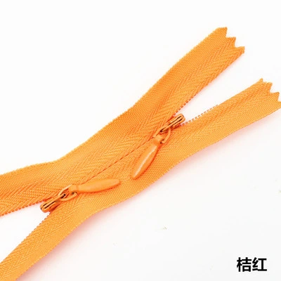 Orange Color Long Double Head Invisible Zippers Garment Sewing Nylon Coil Zipper