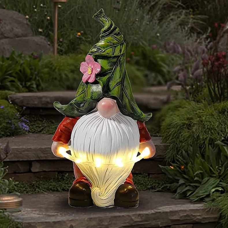 Wholesale/Supplier Solar Powered LED Poly Resin Hula Hoop Gnome Landscape Lighting Outdoor Garden Holiday Decoration Yard Decorative Lighting