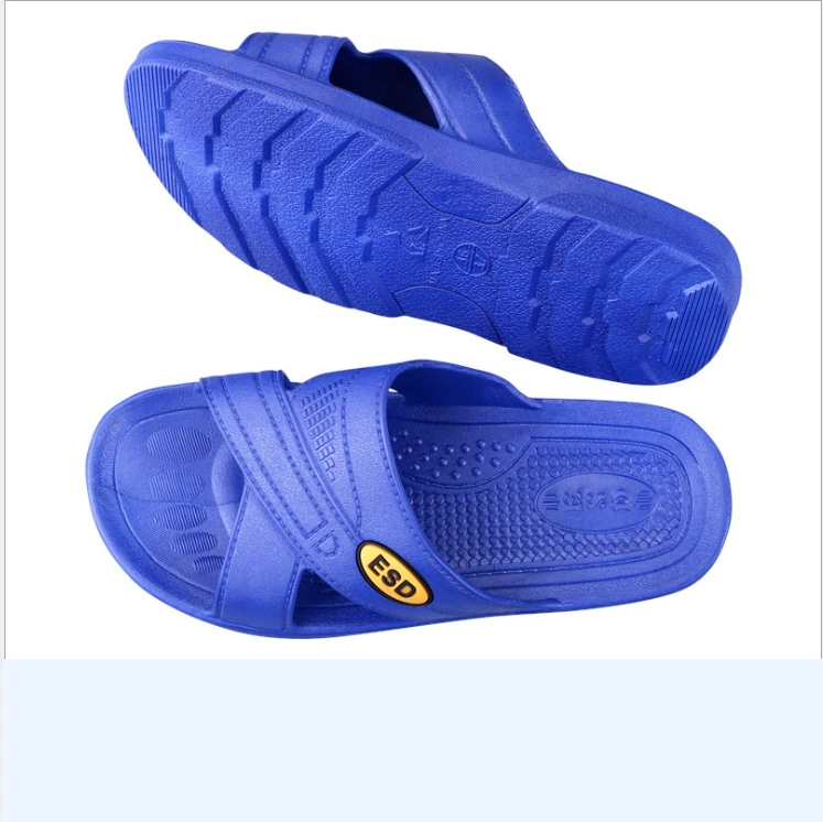 Cleanroom Good Design High quality/High cost performance  2-Eyes Cross Blue ESD Spu Slipper Antistatic Safety Slippers