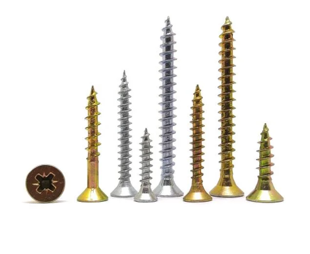 Yellow/White Zinc Plated Chipboard Screw with Countersink Head Single Head Fastener