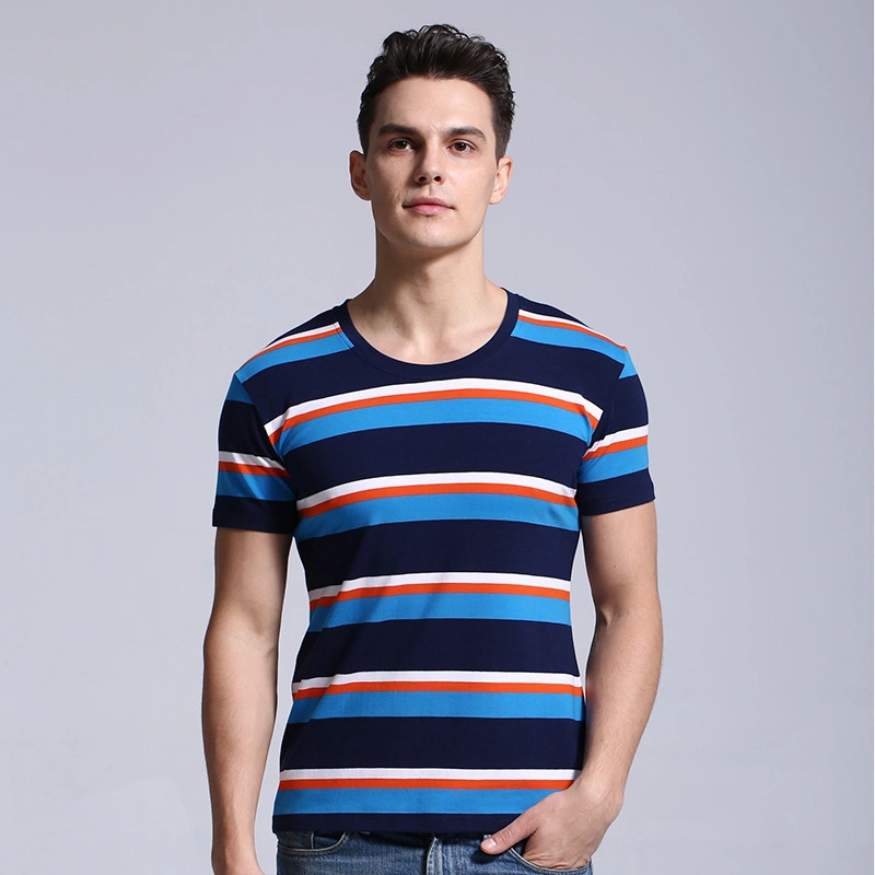 Guangzhou Factory Wholesale Short Sleeve Blank Custom Stripe Bulk Mens T-Shirts