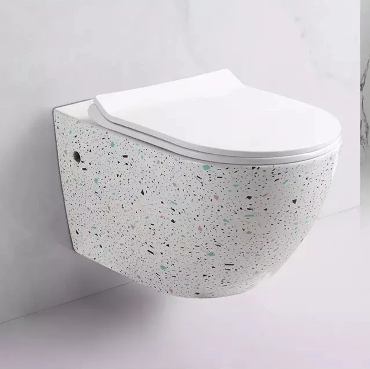 Diseño de la pared de mármol colgado en la pared de cerámica de baño Wc Rimless lavado lavado wc Sanitarios