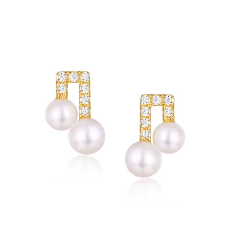 Wholesale/Supplier New Style 14K 18K Real Gold Freshwater Pearl CZ Earring Jewelry